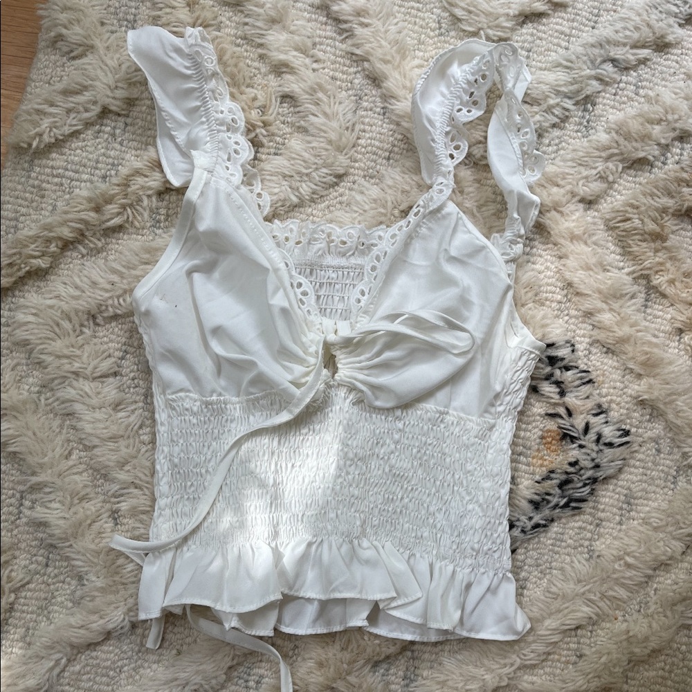 cute white preppy top adjustable